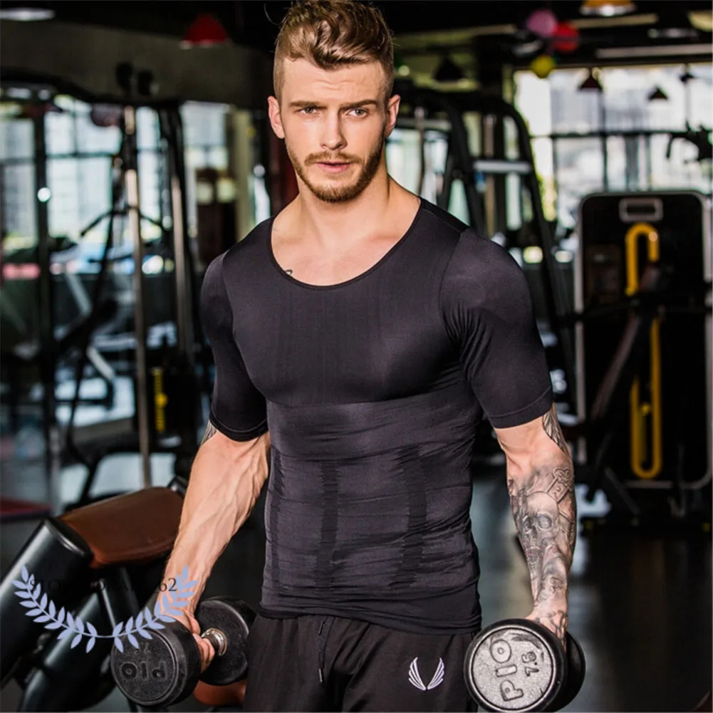Men Body Build Compression Shirt Top T-shirt Short Sleeve Round Collar Shaper for Summer EIG88
Men Body Build Compression Shirt Top T-shirt Short Sleeve Round Collar Shaper for Summer EIG88
