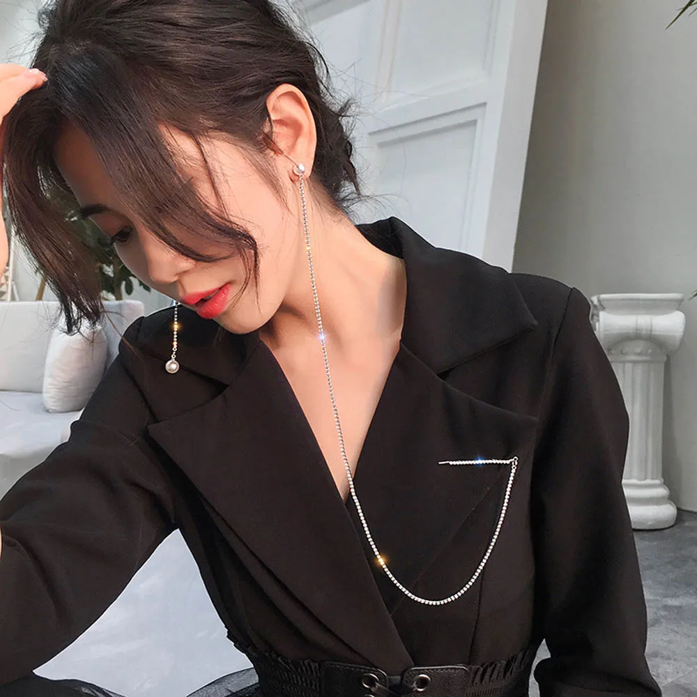 1pc Dangle Earrings Elegant Asymmetric Tassel Pearl Earrings with Hair Clip Sparkly Long Fine Chain Dangler Personality Earrings
1pc Dangle Earrings Elegant Asymmetric Tassel Pearl Earrings with Hair Clip Sparkly Long Fine Chain Dangler Personality Earrings