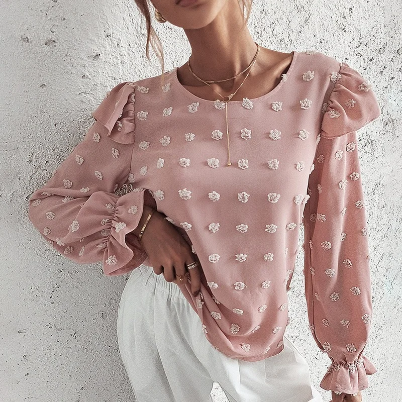 Fashion Jacquard hair ball elegant shirt O neck blouse women's 2022 spring summer long-sleeved shirt women blusas de mujer
Fashion Jacquard hair ball elegant shirt O neck blouse women's 2022 spring summer long-sleeved shirt women blusas de mujer