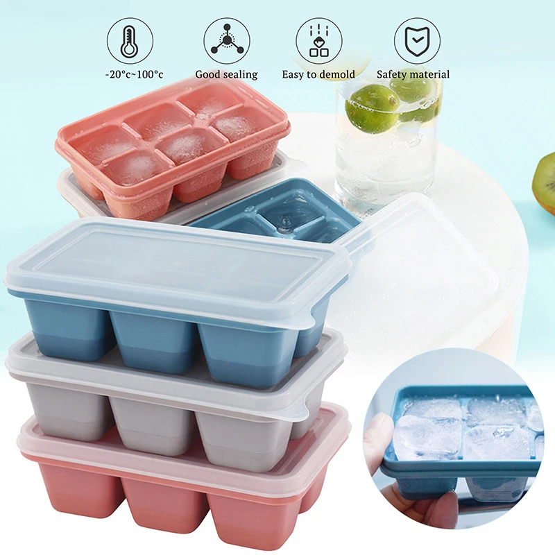 6 Grids Food Grade Silicone Ice Tray with Lid DIY Ice Cube Soap Jelly Mold Square Shape Ice Cream Mould Kitchen Bar Accessories
6 Grids Food Grade Silicone Ice Tray with Lid DIY Ice Cube Soap Jelly Mold Square Shape Ice Cream Mould Kitchen Bar Accessories