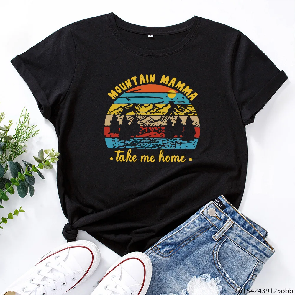 Mountain Mamma Women T-shirts Country Camping Tops Vintage Tops Graphic Female
Mountain Mamma Women T-shirts Country Camping Tops Vintage Tops Graphic Female