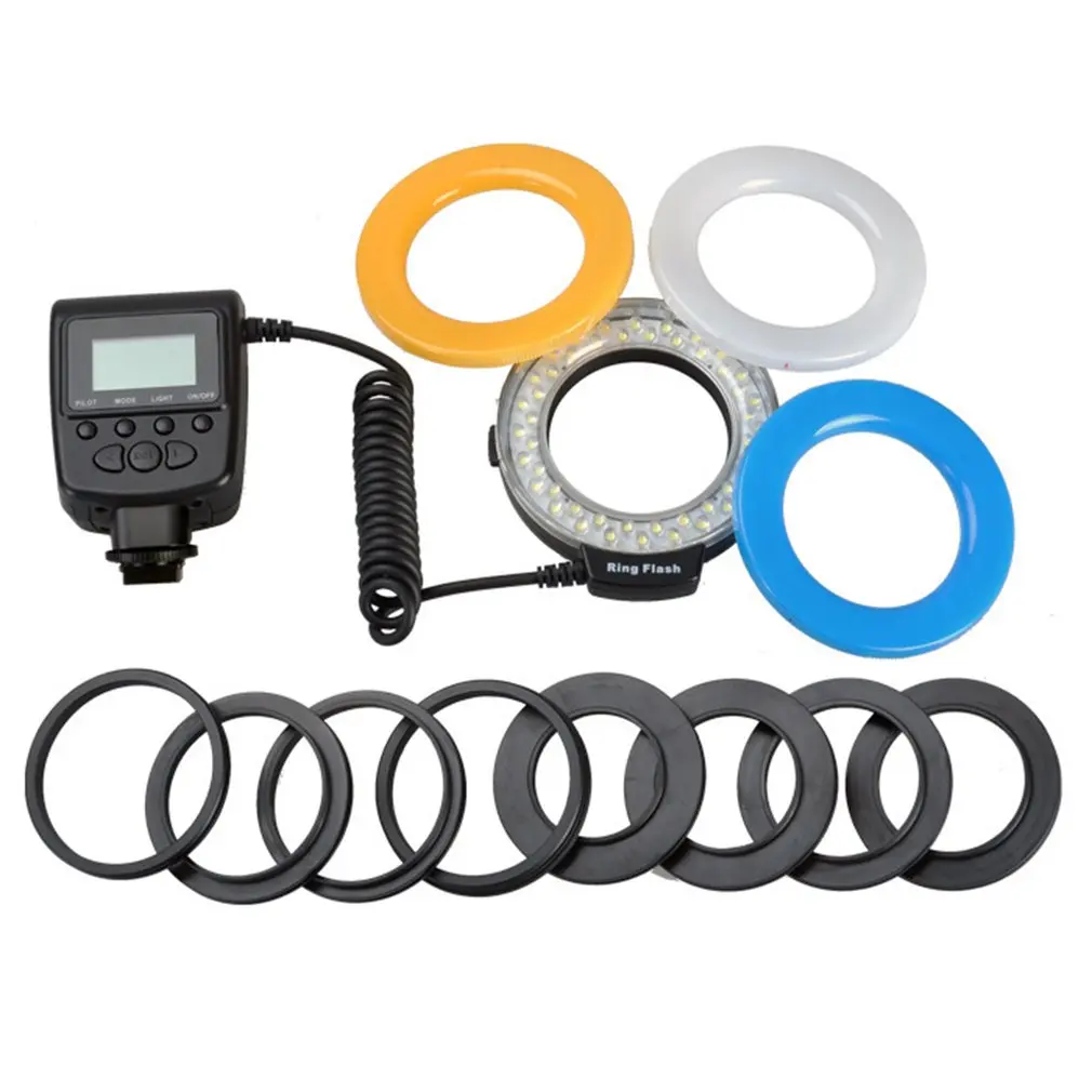 Macro LED Ring Flash Bundle with 8 Adapter Ring for Canon Nikon Pentax Olympus Panasonic DSLR Camera Flash
Macro LED Ring Flash Bundle with 8 Adapter Ring for Canon Nikon Pentax Olympus Panasonic DSLR Camera Flash