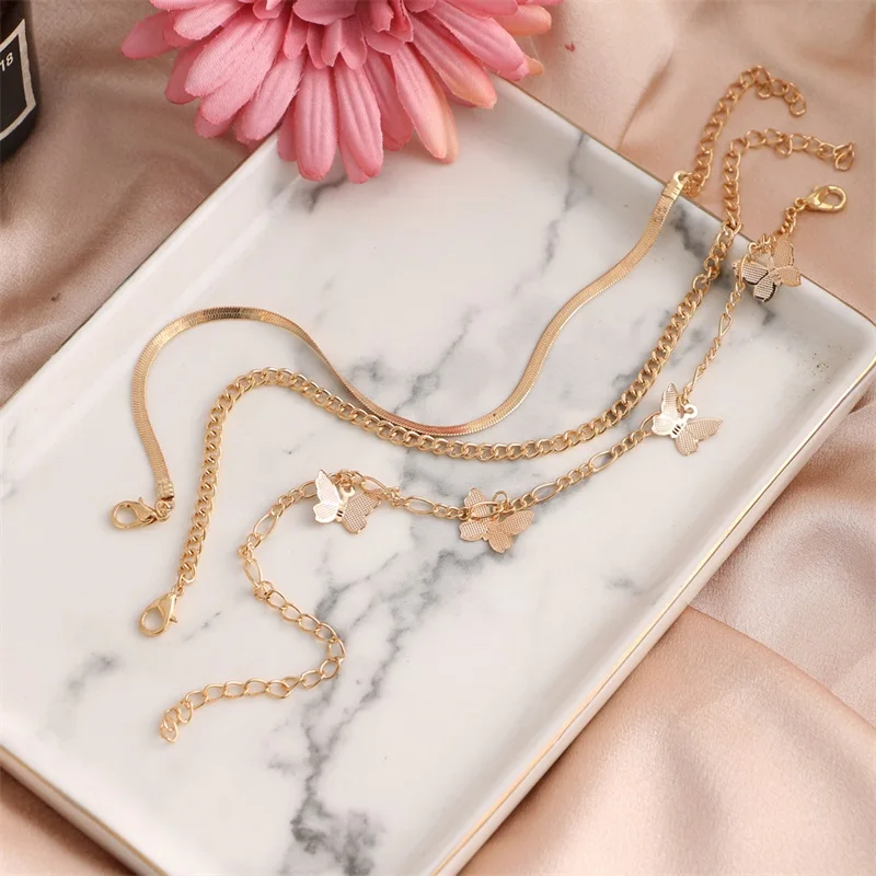 EN Bohemian Gold Butterfly Chain Anklets Set For Women Girls Fashion Multi-layer Anklet Foot Ankle Bracelet Beach Boho Jewelry
EN Bohemian Gold Butterfly Chain Anklets Set For Women Girls Fashion Multi-layer Anklet Foot Ankle Bracelet Beach Boho Jewelry