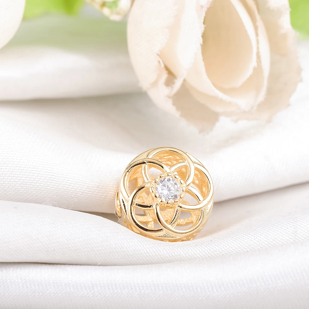 New Real 925 Sterling Silver Flower Beads Gold Zircon Pendant Fit Original Pandora Charms Bracelets DIY Women Jewelry Making
New Real 925 Sterling Silver Flower Beads Gold Zircon Pendant Fit Original Pandora Charms Bracelets DIY Women Jewelry Making
