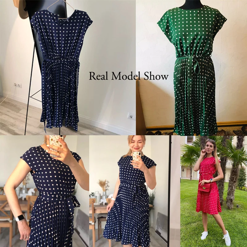 Summer Polka Dot Short Sleevele Dresses For Women High Waist Pleated Dress Elegant Office Lady Sexy Party 2021 New Clothing
Summer Polka Dot Short Sleevele Dresses For Women High Waist Pleated Dress Elegant Office Lady Sexy Party 2021 New Clothing