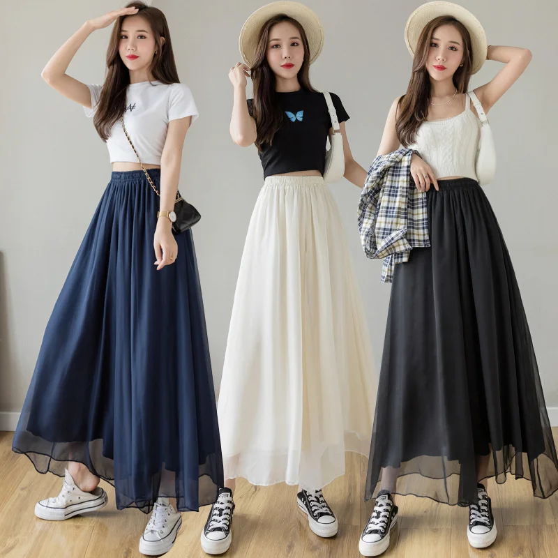 Summer new double layer Chiffon wide leg pants women's elastic waist Capris thin high waist drop pants skirt
Summer new double layer Chiffon wide leg pants women's elastic waist Capris thin high waist drop pants skirt