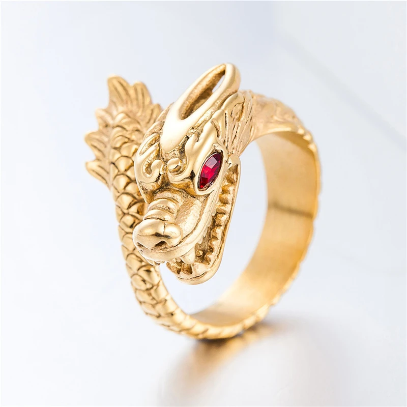 China Ethic Gold Color Dragon Finger Rings Men Vintage Stainless Steel Wedding Bands Fashion Male Jewelry Gift for Husbands
China Ethic Gold Color Dragon Finger Rings Men Vintage Stainless Steel Wedding Bands Fashion Male Jewelry Gift for Husbands