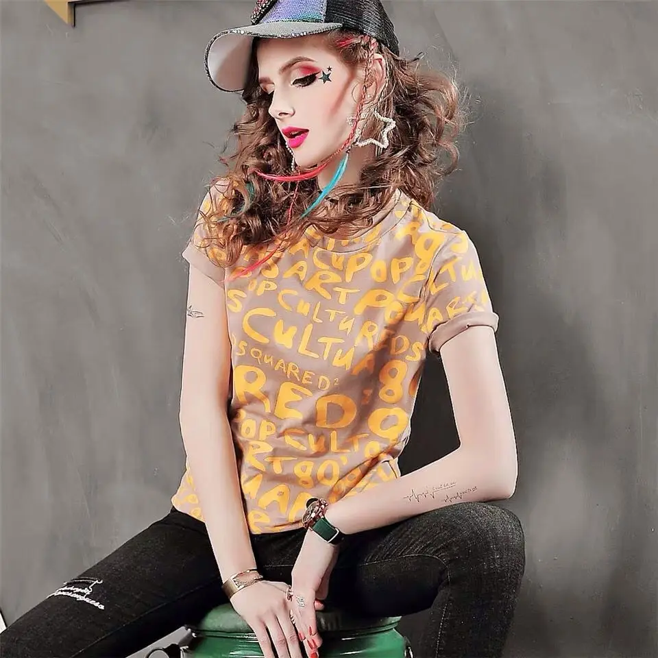 Summer new fashion women's wear versatile slim fit printed short sleeve T-shirt for women
Summer new fashion women's wear versatile slim fit printed short sleeve T-shirt for women