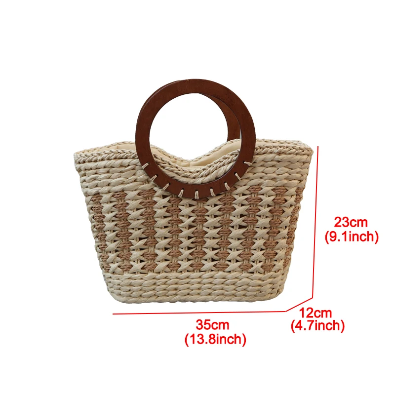 Summer Hollow-out Straw Woven Women Handbags Round Wooden Top Handle Women's Bag Large Capacity Beach Straw Tote Bags For Women
Summer Hollow-out Straw Woven Women Handbags Round Wooden Top Handle Women's Bag Large Capacity Beach Straw Tote Bags For Women