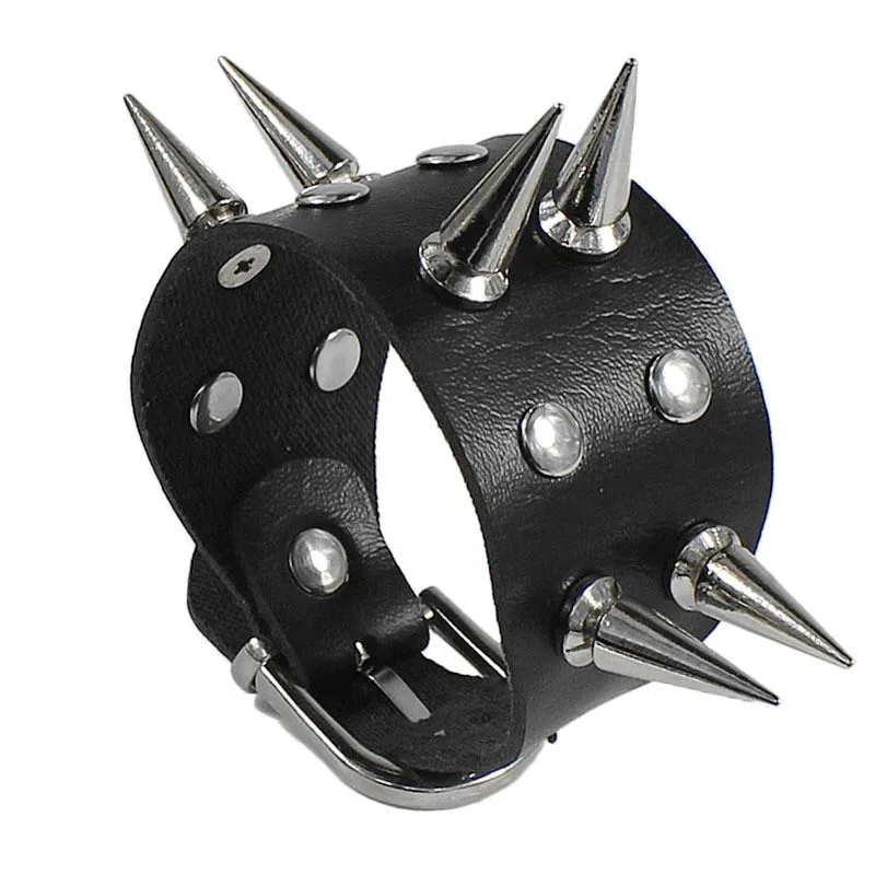 Punk bracelet Rock attribute Gothic Metal Cone Studded Bracelets Spikes Rivet Leather Wristband bands Bangle Wide Cuff Bracelet
Punk bracelet Rock attribute Gothic Metal Cone Studded Bracelets Spikes Rivet Leather Wristband bands Bangle Wide Cuff Bracelet