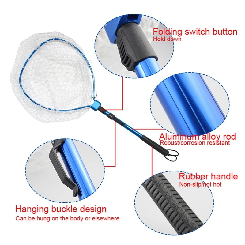 Folding Hand Net Fishing Net Silicone Landing Net with Aluminum Alloy Handle Extending Pole Fishing Nets Fishing Tackle
Folding Hand Net Fishing Net Silicone Landing Net with Aluminum Alloy Handle Extending Pole Fishing Nets Fishing Tackle