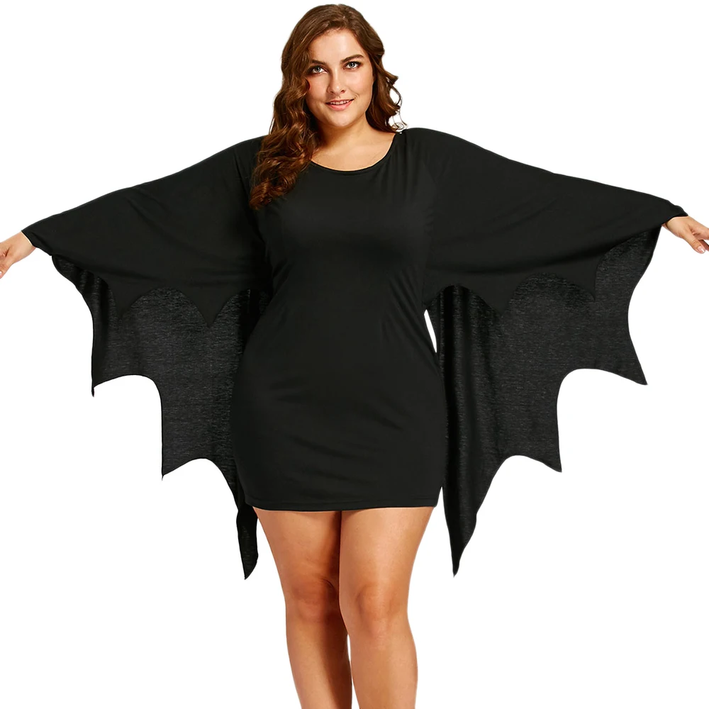 

ROSEGAL Halloween Bat Wings Plus Size Tunic Dress Costume Dress Casual Mini Dress Bating Sleeve Dresses Dolman Sleeve Dress