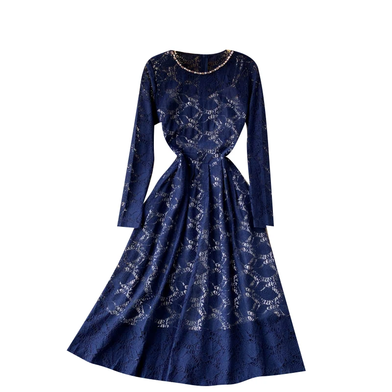 2021 New Spring Fashion Vestidos Female Temperament Round Neck Waist Slimming Lace Midi Dress GK227
2021 New Spring Fashion Vestidos Female Temperament Round Neck Waist Slimming Lace Midi Dress GK227