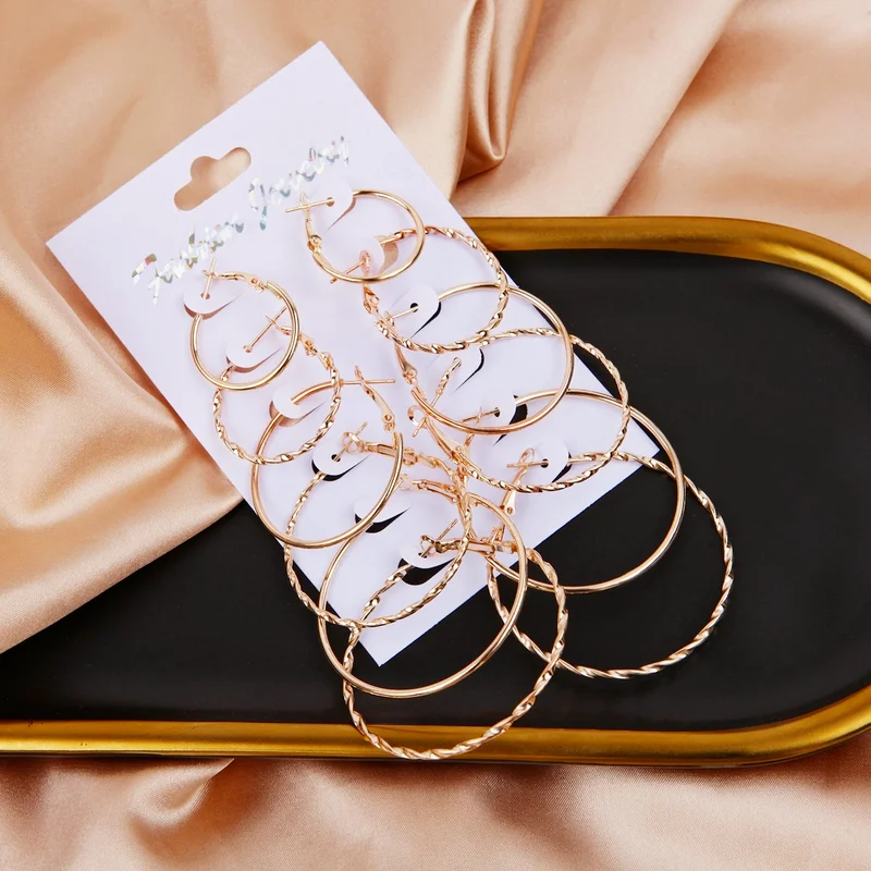 2021 new 6 pairs/set Fashion round hoop earrings set female punk style round earrings party jewelry gift
2021 new 6 pairs/set Fashion round hoop earrings set female punk style round earrings party jewelry gift