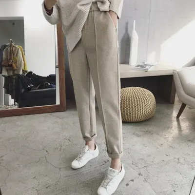 Winter Thicken Women Pencil Pants Wool Pants Female Autumn High Waist Loose Trousers Capris Soft Good Fabric
Winter Thicken Women Pencil Pants Wool Pants Female Autumn High Waist Loose Trousers Capris Soft Good Fabric