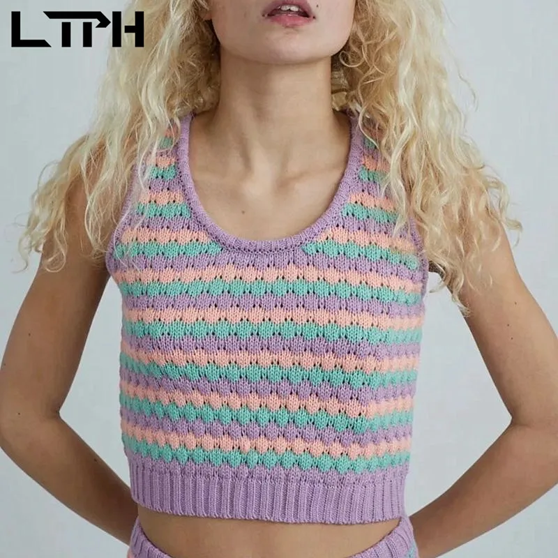 LTPH streetwear women sweater vest Color contrast striped knitted sleeveless crop top short slim casual sweaters 2021 autumn new
LTPH streetwear women sweater vest Color contrast striped knitted sleeveless crop top short slim casual sweaters 2021 autumn new
