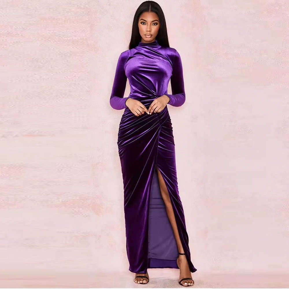 2020 Women Fashion Velvet Long Maxi Dress Purple Long Sleeve Wedding Party Celebrity Evening Club Split Sexy Winter Christmas
2020 Women Fashion Velvet Long Maxi Dress Purple Long Sleeve Wedding Party Celebrity Evening Club Split Sexy Winter Christmas