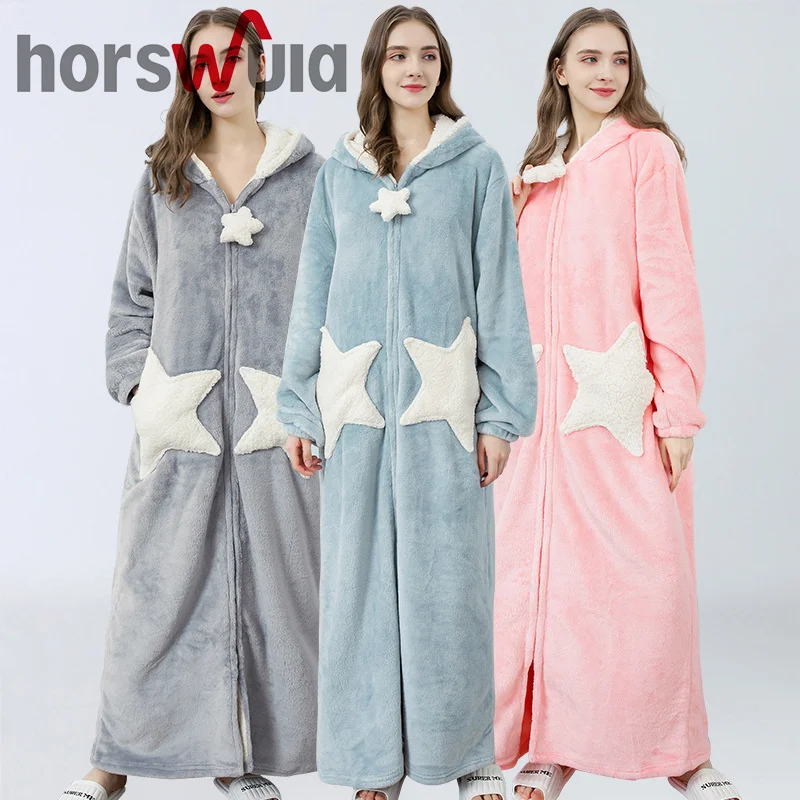 Симпатичная Толстая ночная рубашка horswula, женская зимняя фланелевая длинная ночная рубашка на молнии, Коралловый бархатный халат со звездами, одежда для сна
Симпатичная Толстая ночная рубашка horswula, женская зимняя фланелевая длинная ночная рубашка на молнии, Коралловый бархатный халат со звездами, одежда для сна