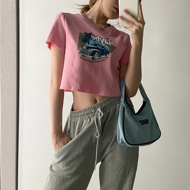 Summer 2021 New American Retro Print Slim Slimming Short Hot Girl Bottoming Short-Sleeved T-Shirt Top Women's Clothing
Summer 2021 New American Retro Print Slim Slimming Short Hot Girl Bottoming Short-Sleeved T-Shirt Top Women's Clothing