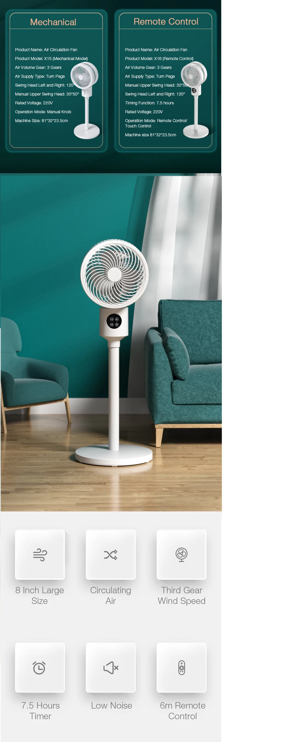 8 Inch Stand Fan Pedestal Fan Third Gear Wind Speed 7.5 Hours Timer Circulating Air Fan Low Noise Remote Control
8 Inch Stand Fan Pedestal Fan Third Gear Wind Speed 7.5 Hours Timer Circulating Air Fan Low Noise Remote Control