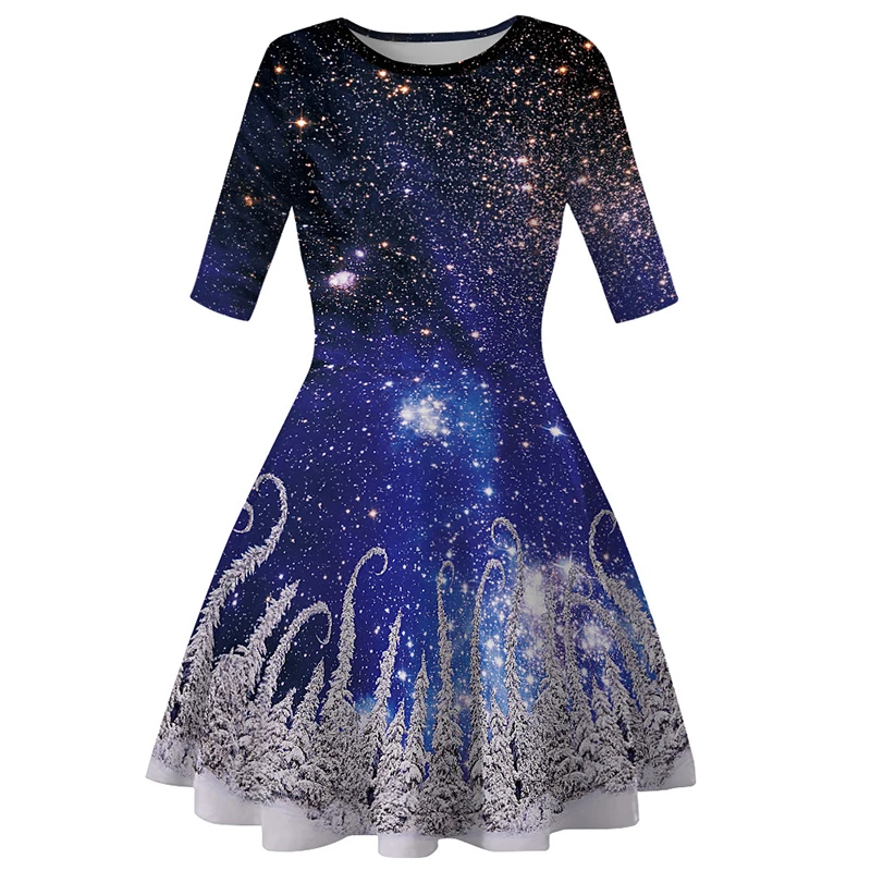 Women Print Christmas star Dress 2019 Autumn Round Collar Half Sleeve Dress Sexy Christmas Party Dress Vestidos
Women Print Christmas star Dress 2019 Autumn Round Collar Half Sleeve Dress Sexy Christmas Party Dress Vestidos