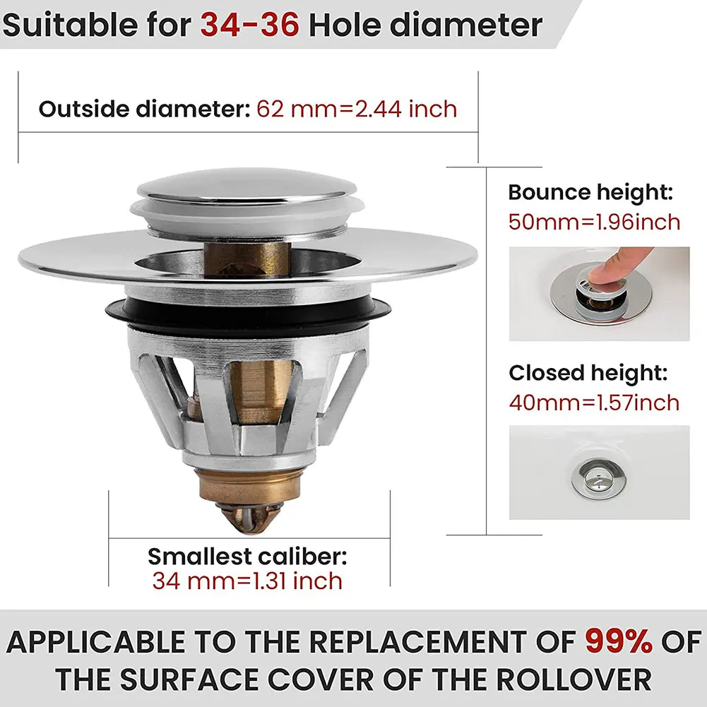 Wash Basin Drain Bounce Core Push-Type Plug Filter Stainless Steel Push Type Pop Up Sink Drain Bounce Core Wash Basin Push-Type
Wash Basin Drain Bounce Core Push-Type Plug Filter Stainless Steel Push Type Pop Up Sink Drain Bounce Core Wash Basin Push-Type