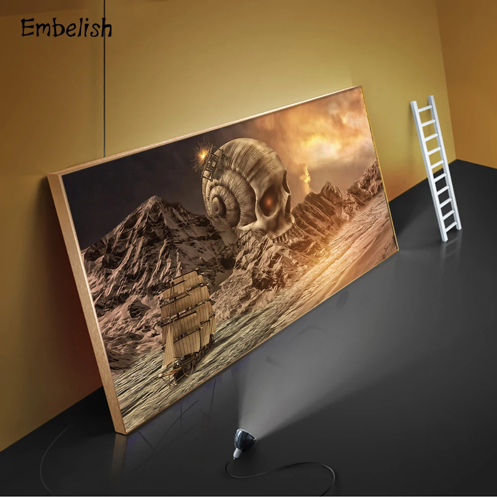 Embelish 1 Pieces Abstract Skull And Ship Modern Home Decor Posters For Living Room HD Print Canvas Bedroom Paintings Artworks
Embelish 1 Pieces Abstract Skull And Ship Modern Home Decor Posters For Living Room HD Print Canvas Bedroom Paintings Artworks