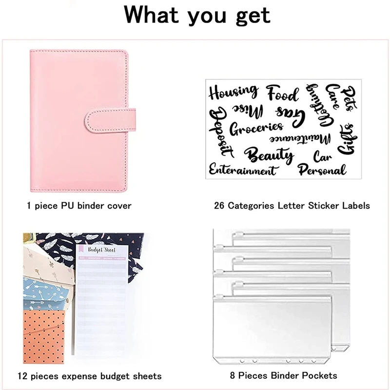 A6 PU Leather Notebook Binder Budget, 6 Ring Binder Cash Budget Envelopes System, 12 Pieces Expense Budget Sheets
A6 PU Leather Notebook Binder Budget, 6 Ring Binder Cash Budget Envelopes System, 12 Pieces Expense Budget Sheets