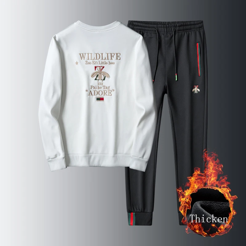 Men Elastic Casual Bee Embroidered Long Sleeve Thicken Fitness Sports Suit Trousers Two Piece Set Tracksuit Streetwear Clothing
Men Elastic Casual Bee Embroidered Long Sleeve Thicken Fitness Sports Suit Trousers Two Piece Set Tracksuit Streetwear Clothing