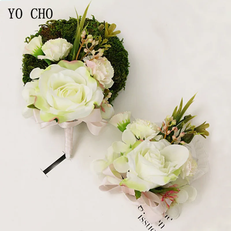 YO CHO White Corsage Bracelet Bridesmaid Boutonniere Wedding Buttonhole Silk Roses Groom Boutonniere Flower Marriage Accessories
YO CHO White Corsage Bracelet Bridesmaid Boutonniere Wedding Buttonhole Silk Roses Groom Boutonniere Flower Marriage Accessories
