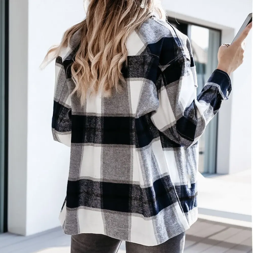 Spring Autumn Women Shirt Plaid Oversize Shirts Coat Chic Women Streetwear Vintage Blouses Casual Tops Turn-Down Collar Shirts
Spring Autumn Women Shirt Plaid Oversize Shirts Coat Chic Women Streetwear Vintage Blouses Casual Tops Turn-Down Collar Shirts