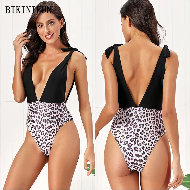 2020 New Sexy Deep V Monokini Women Leopard Patchwork Swimsuit Backless Bathing Suit S-XL Girl Shoulder Knot One Piece Suit
2020 New Sexy Deep V Monokini Women Leopard Patchwork Swimsuit Backless Bathing Suit S-XL Girl Shoulder Knot One Piece Suit