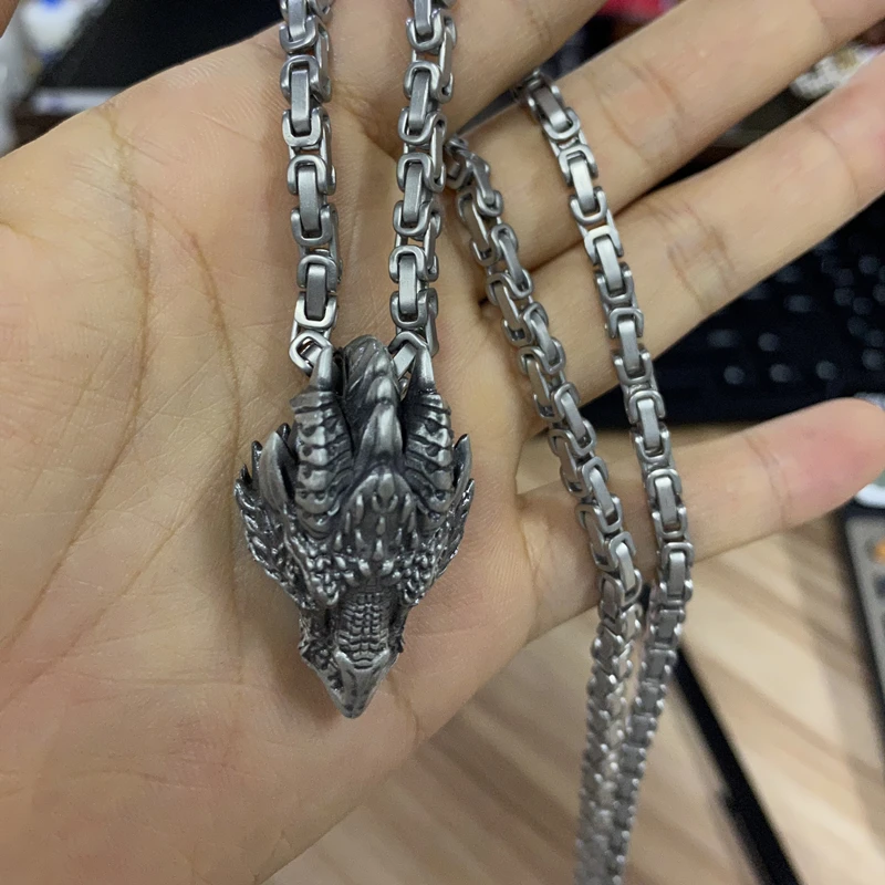 Dragon Pendant Necklace Vintage Jewelry Cool Man Medieval Symbolic Charm Pure Tin | Украшения и аксессуары
