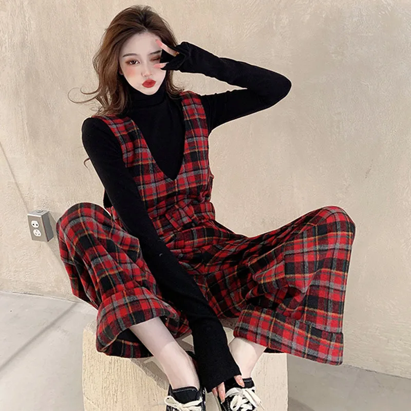Black Plaid High Waist Loose Straight Wide Leg Pants Red Overalls Pants Jumpsuit 2021 Spring Fashion Korean Oversized
Black Plaid High Waist Loose Straight Wide Leg Pants Red Overalls Pants Jumpsuit 2021 Spring Fashion Korean Oversized
