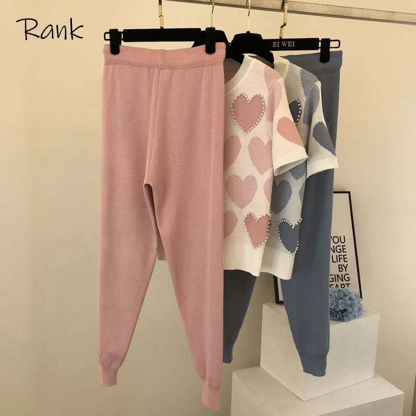 2 Piece Set Women Knit Outfits Heart Beading Round Neck Sweater Long Sleeve Pants Set Female Casual Elastic Harem Pants Top Sets
2 Piece Set Women Knit Outfits Heart Beading Round Neck Sweater Long Sleeve Pants Set Female Casual Elastic Harem Pants Top Sets