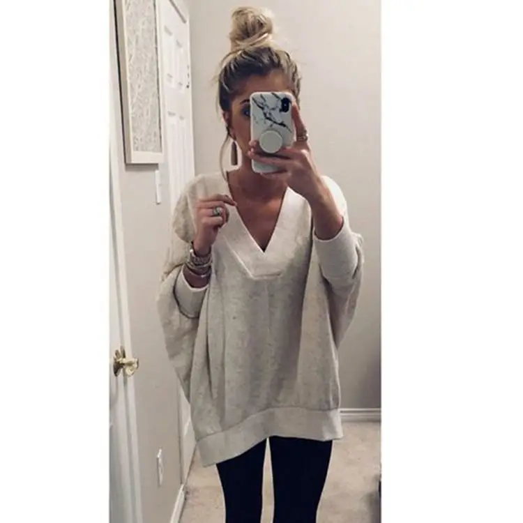 Casual Women Solid Pullovers Batwing Sleeve V-Neck Long Sleeve Knitted Lady Sweatshirt new and American Style
Casual Women Solid Pullovers Batwing Sleeve V-Neck Long Sleeve Knitted Lady Sweatshirt new and American Style