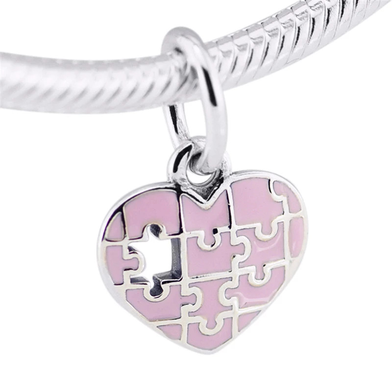 Fits for Pandora Beads Bracelets Jigsaw Heart Charms with Light Pink Enamel 100% Authentic 925 Sterling Silver Jewelry Free Ship
Fits for Pandora Beads Bracelets Jigsaw Heart Charms with Light Pink Enamel 100% Authentic 925 Sterling Silver Jewelry Free Ship
