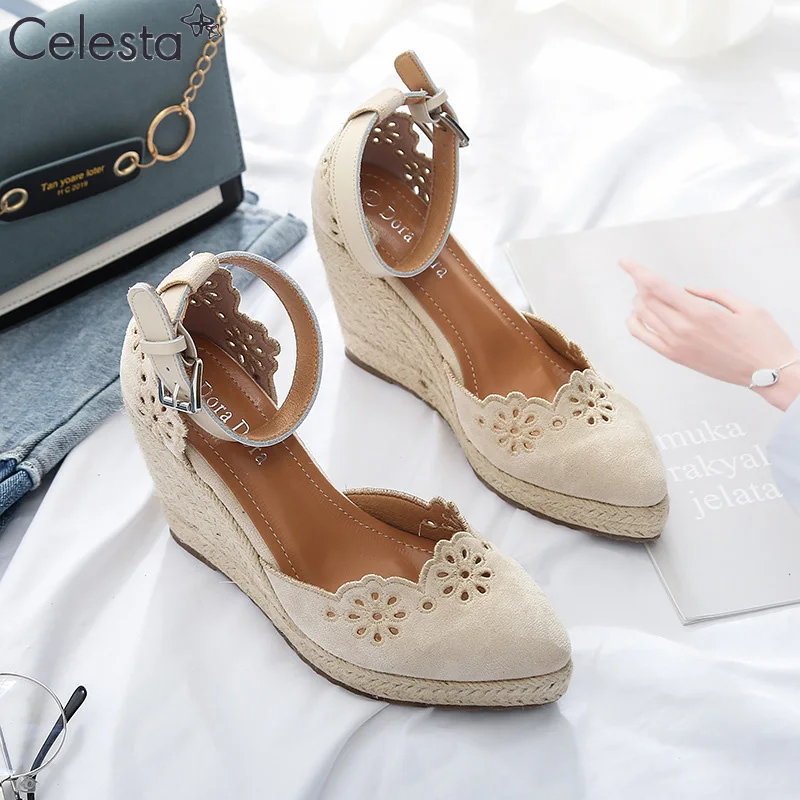 Celesta High-Heeled Wedge Shoes Hollow Flower High-Heeled Espadrilles Breathable Women'S Shoes Female Pointed High Heels 10Cm
Celesta High-Heeled Wedge Shoes Hollow Flower High-Heeled Espadrilles Breathable Women'S Shoes Female Pointed High Heels 10Cm
