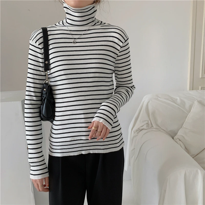 CMAZ 2021 Spring Autumn Slim Knitted Striped T-shirt Women Korean Long Sleeve Turtleneck Elegant Bottoming Female Sweater 173#
CMAZ 2021 Spring Autumn Slim Knitted Striped T-shirt Women Korean Long Sleeve Turtleneck Elegant Bottoming Female Sweater 173#
