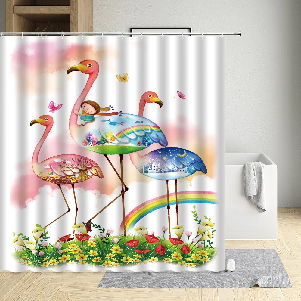 Tropical Animal Shower Curtain Flamingo Leaf Flower Bird Cartoon Modern Home Bathroom Decoration Screen Washable Cloth With Hook
Tropical Animal Shower Curtain Flamingo Leaf Flower Bird Cartoon Modern Home Bathroom Decoration Screen Washable Cloth With Hook