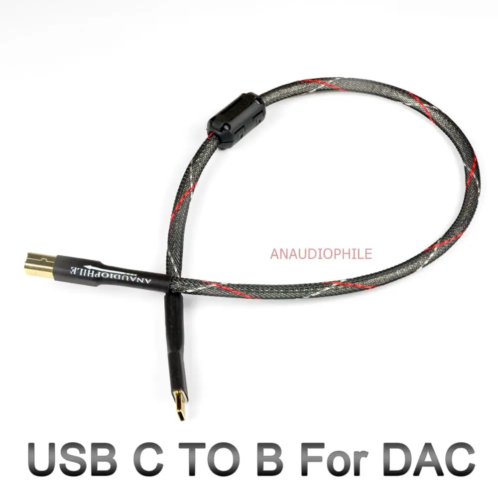 Hi Fi посеребренный кабель USB C на B Type для передачи данных и аудио 5N DAC Thunderbolt