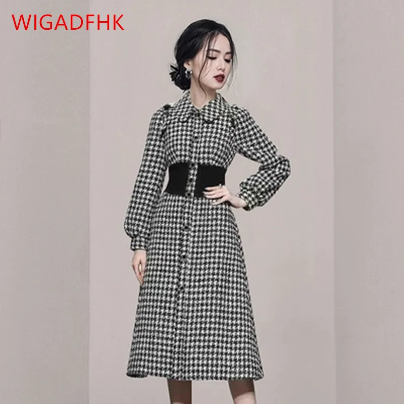 2021 Autumn And winter Houndstooth Wool Coat Stitching Tweed Coat Women's Windbreaker Mid-length Waist Lapel Wool Coat Women
2021 Autumn And winter Houndstooth Wool Coat Stitching Tweed Coat Women's Windbreaker Mid-length Waist Lapel Wool Coat Women