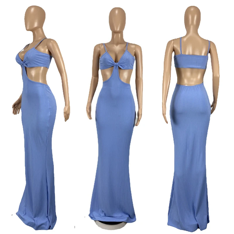 Summer Ribbed Long Maxi Dresses for Women Party Clubwear Hollow Out Bodycon Dress Solid Color Backless Spaghetti Strap Dress
Summer Ribbed Long Maxi Dresses for Women Party Clubwear Hollow Out Bodycon Dress Solid Color Backless Spaghetti Strap Dress