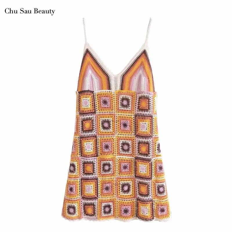 Chu Sau Beauty 2021 Summer Women's Dress V-Neck Crochet Short Sling Dress Fashion Sweet Thin Sling Open Back Mini Skirt
Chu Sau Beauty 2021 Summer Women's Dress V-Neck Crochet Short Sling Dress Fashion Sweet Thin Sling Open Back Mini Skirt