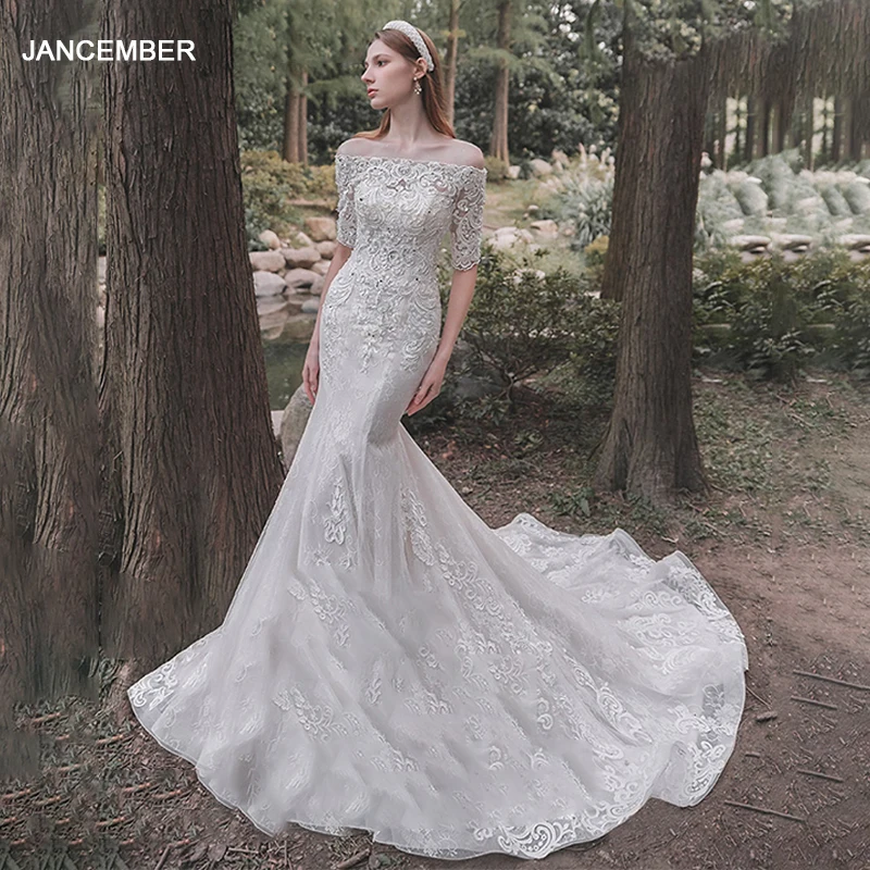 LDR60 Tailor-made Sexy Wedding Dress Fishtail Bridal Slim Fit Flowers Print Temperament Long Sleeve Off-the-shoulder Gown
LDR60 Tailor-made Sexy Wedding Dress Fishtail Bridal Slim Fit Flowers Print Temperament Long Sleeve Off-the-shoulder Gown