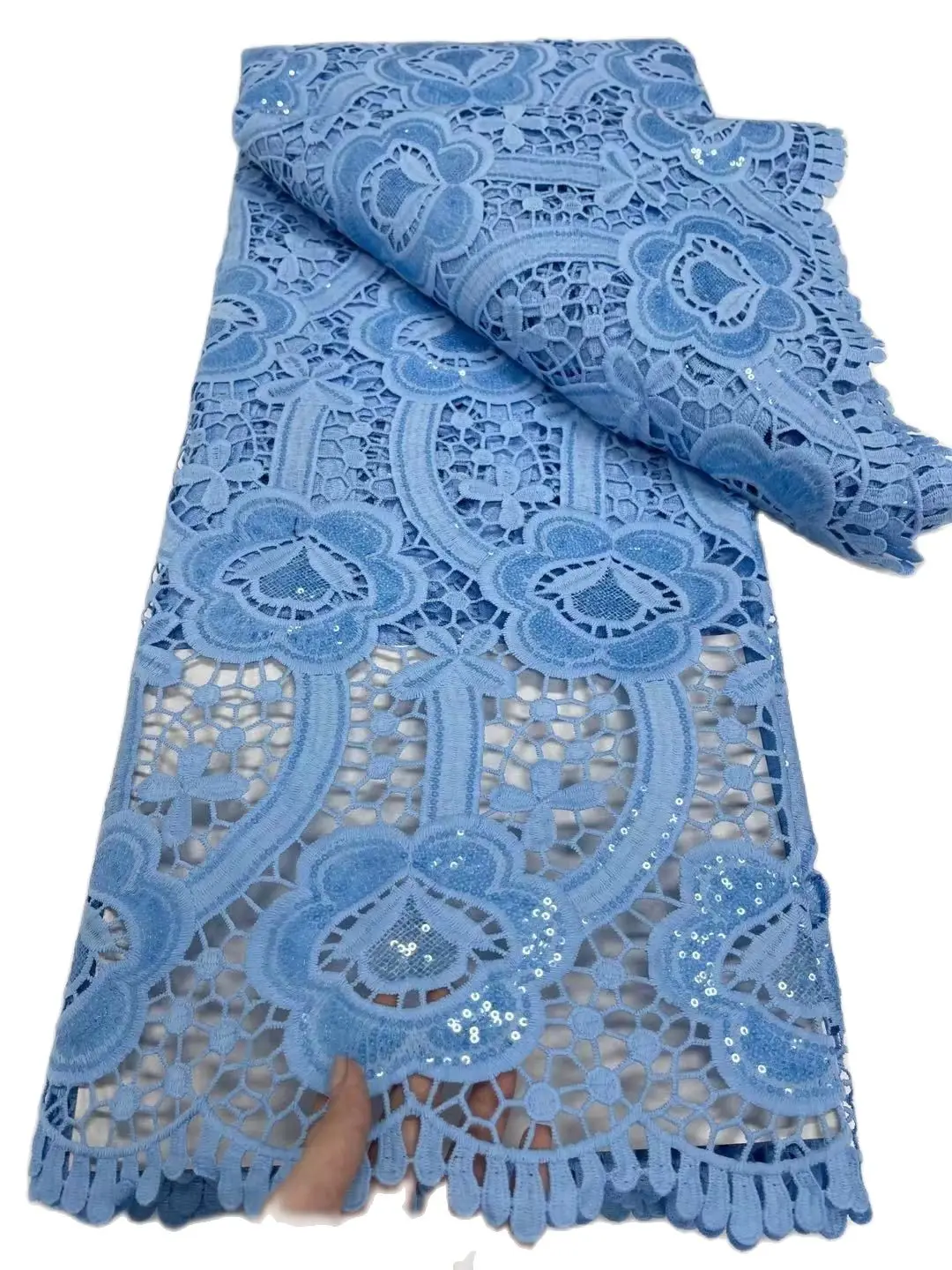 2022 High Quality African Sky Blue Most Popular For Woman Prom Dress Cord Cozy Fabric French Mesh Guipure Water Soluble Lace
2022 High Quality African Sky Blue Most Popular For Woman Prom Dress Cord Cozy Fabric French Mesh Guipure Water Soluble Lace