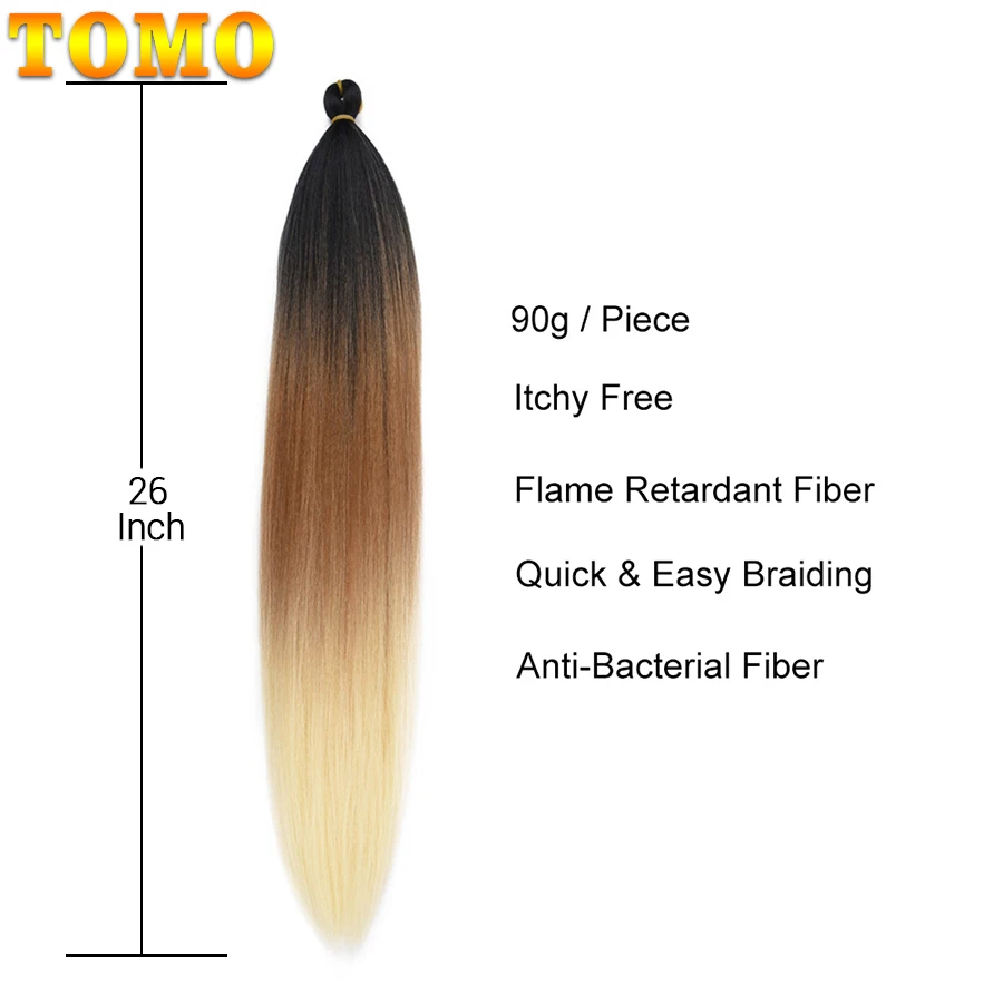 Плетеные волосы TOMO предварительно растянутые легкие плетеные синтетическая