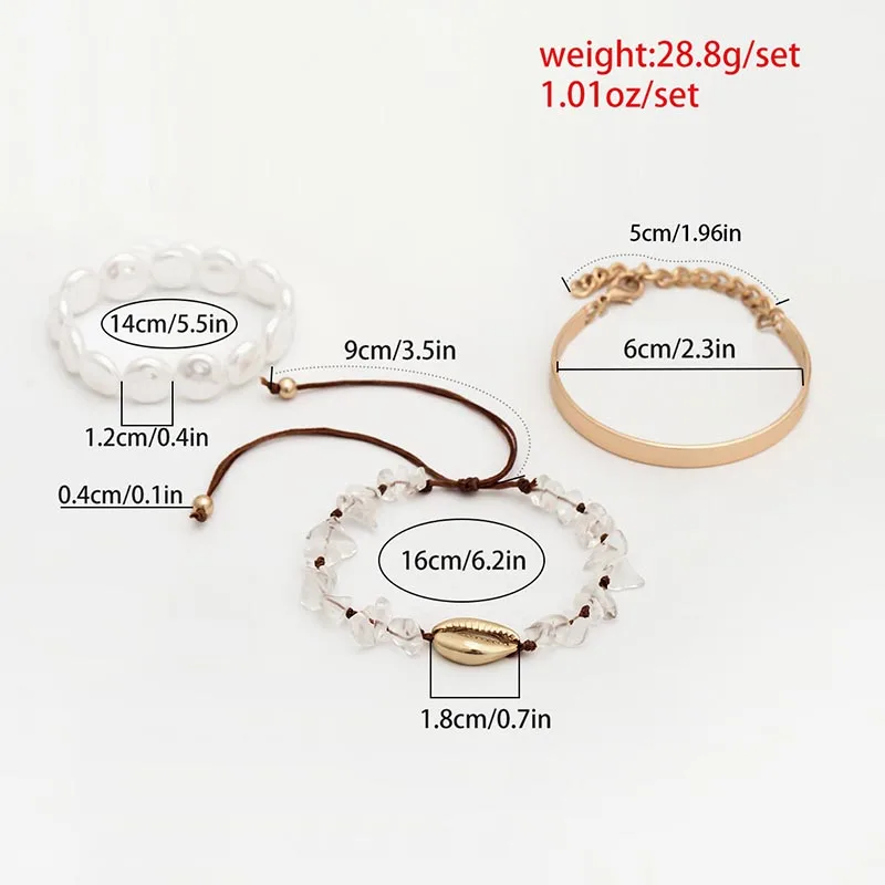 3 pcs/set Sea Shell Charm Bracelet Natural Stone Beads Strand Braclets for Women Pearl Chain Bracelet Simple Open Cuff Bangles
3 pcs/set Sea Shell Charm Bracelet Natural Stone Beads Strand Braclets for Women Pearl Chain Bracelet Simple Open Cuff Bangles