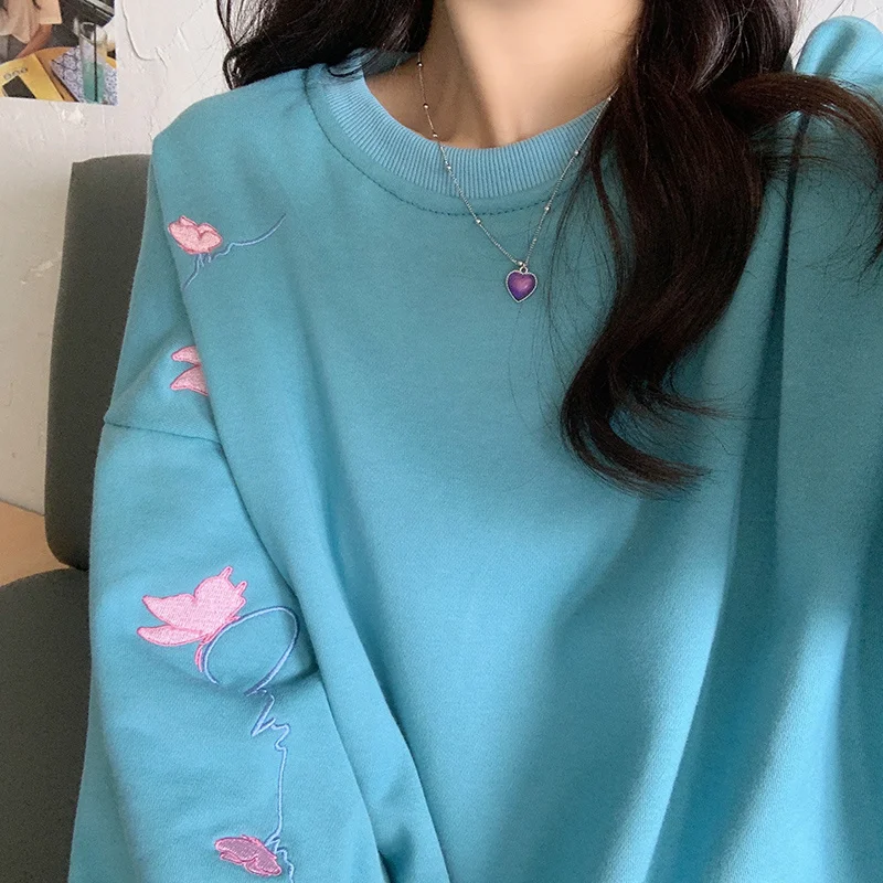 Design Sense Embroidered Chic Sweater Women's Spring and Autumn Thin Loose Korean Style Idle Style Bf Early Autumn Top Kio 
Design Sense Embroidered Chic Sweater Women's Spring and Autumn Thin Loose Korean Style Idle Style Bf Early Autumn Top Kio