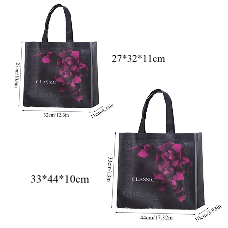 Fashion Shopping Bag Black Large Capacity Non-woven Portable Storage Pouch Flower Print Handbag Reusable Foldable Shoulder Bag
Fashion Shopping Bag Black Large Capacity Non-woven Portable Storage Pouch Flower Print Handbag Reusable Foldable Shoulder Bag